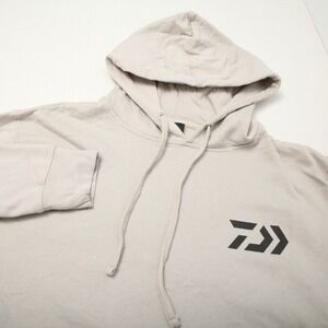 Fishworks Hoodie Mens Medium Beige Daiwa Blackline Graphic Fishing Pullover
